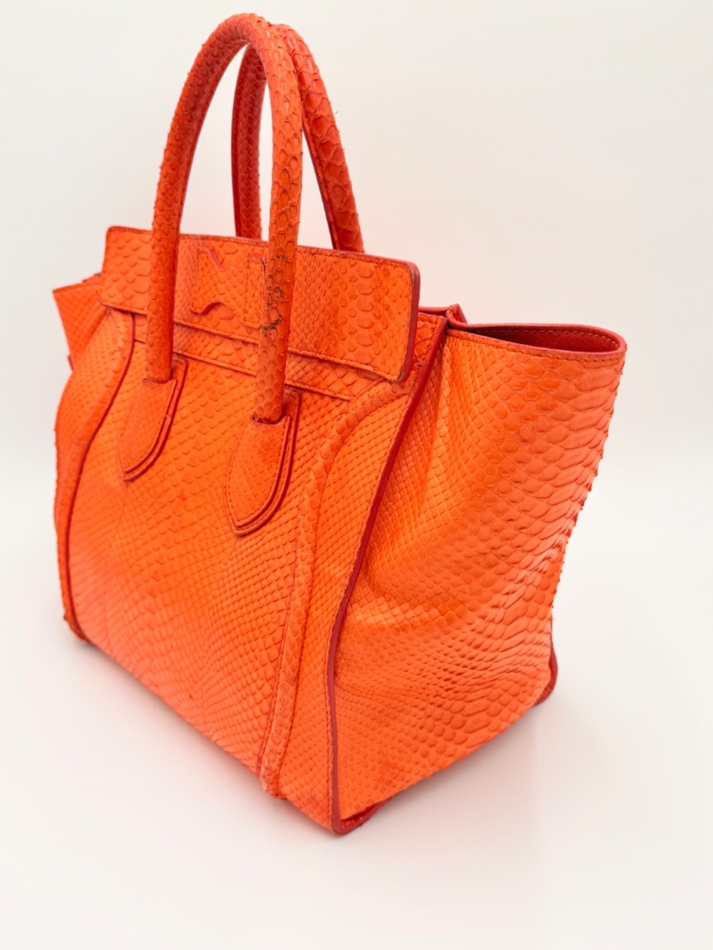 Céline Mini Luggage Tote — Orange Python - Picture 4 of 16